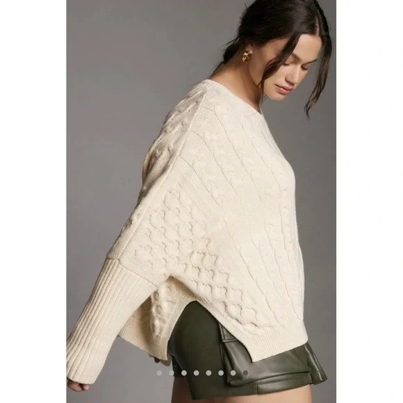Anthropologie Maeve Oversized Cable Sweater Size XL Preppy Fisherman Academia - Picture 14 of 16